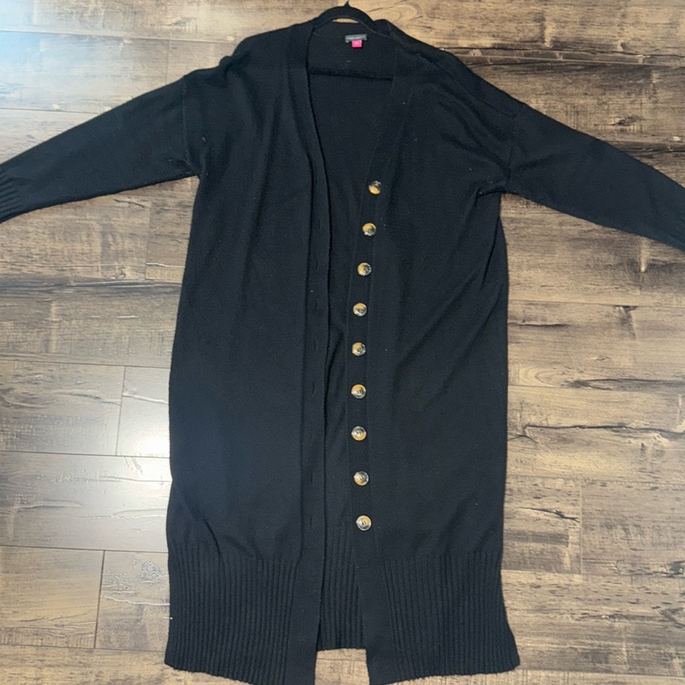 Vince Camuto Womens Plus Fall Harmony Ribbed Trim Long Cardigan Sweater Size 1X